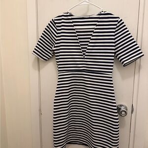 Zara Black and White Striped Mini Dress